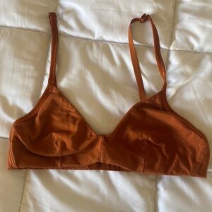 Everlane The Cotton Bralette Small in Burnt Orange Color